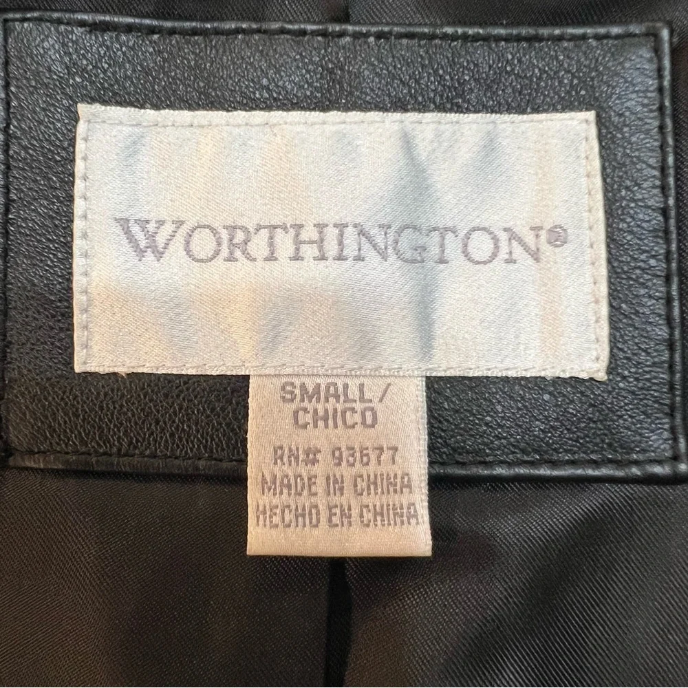 Worthington Black Leather Jacket. Size Small.‎